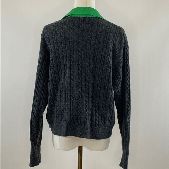 Sandro Reno Sweater with Green Contrast Collar, US 10 - Picture 7 of 10